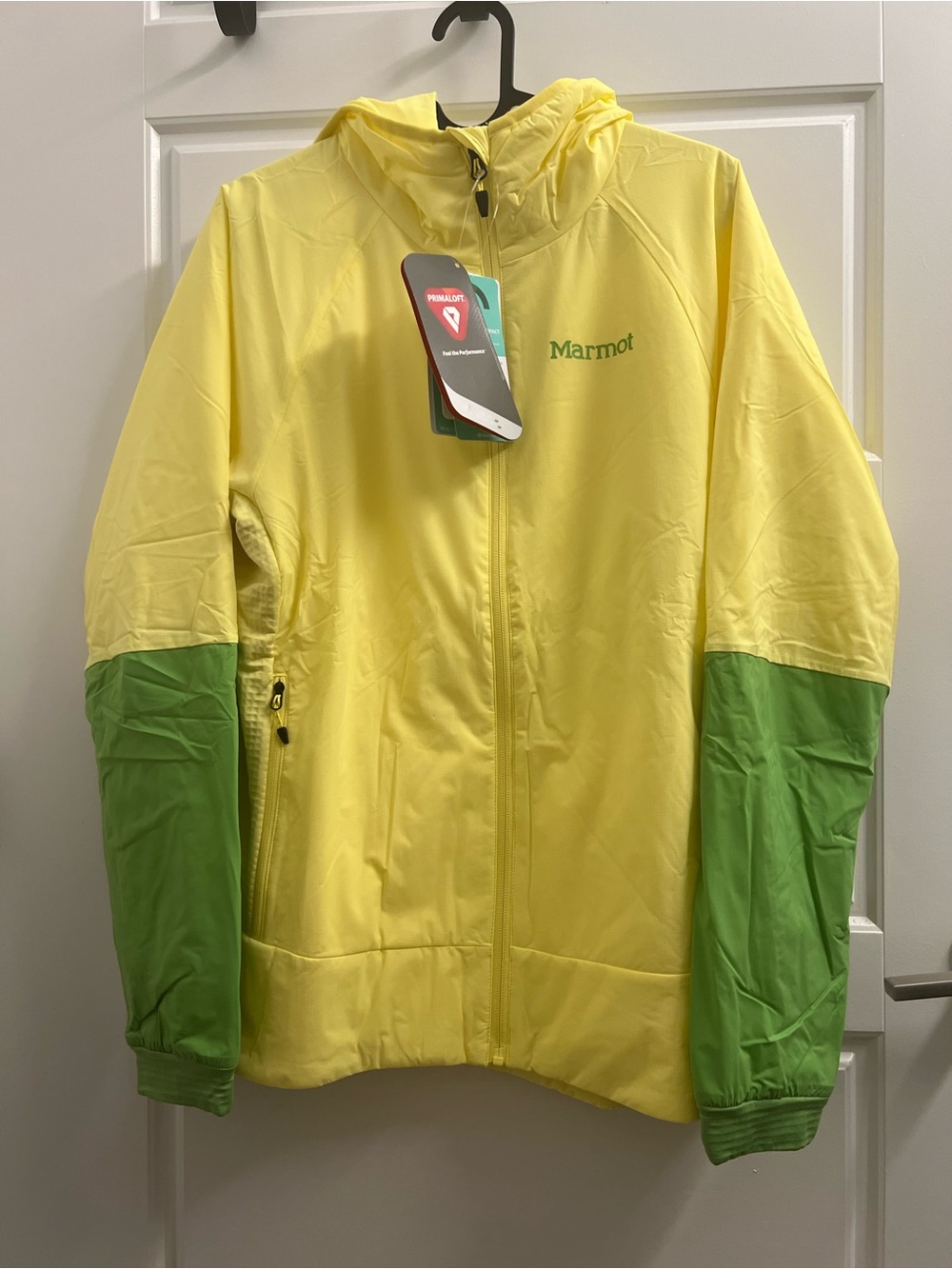 Marmot Women's Novus LT Primaloft Insulated Hoody Yellow/Kiwi Multi Sizes $220